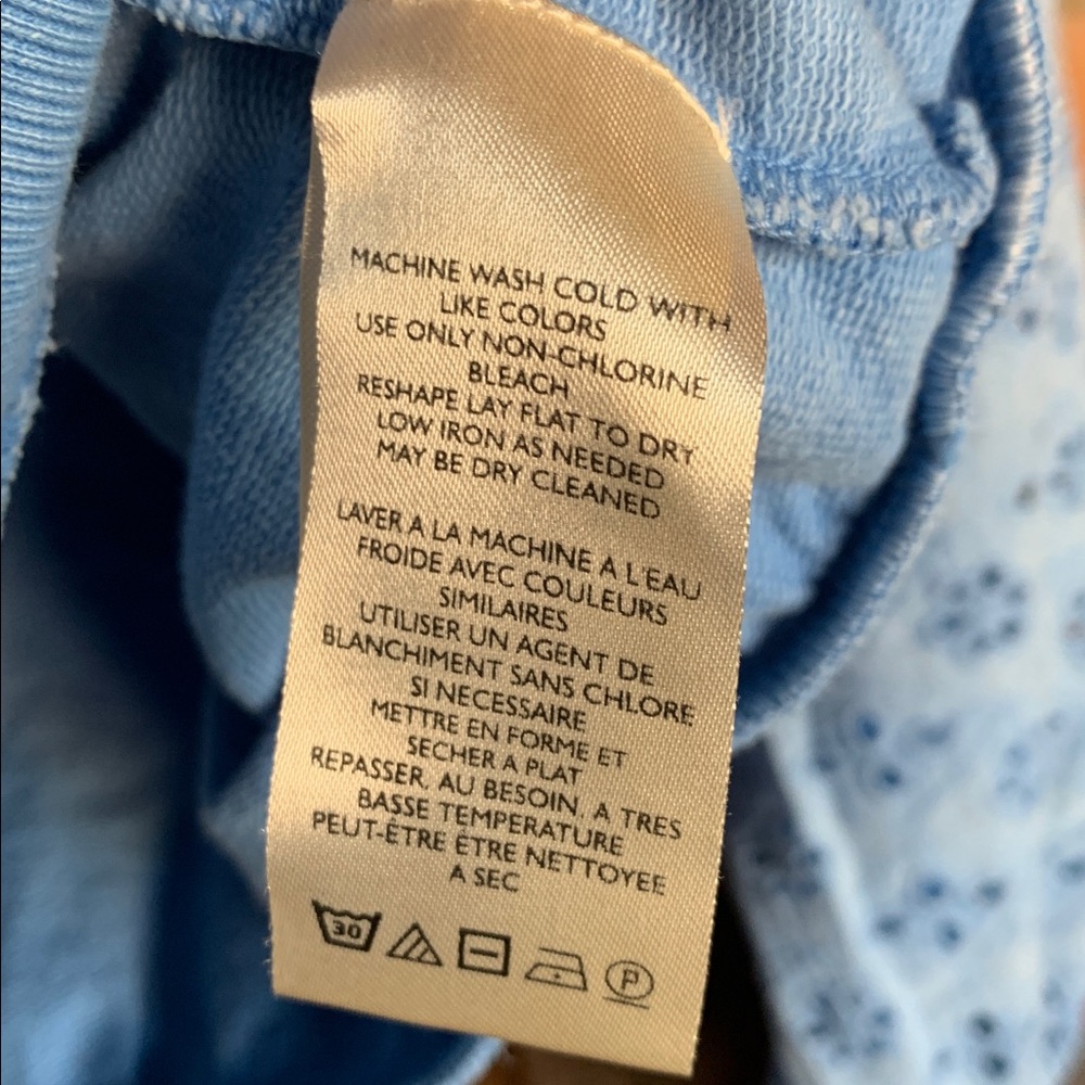 Anthropologie Pilcro Women Washed Eyelet Blue Sweatshirt Top Size XXS Preppy - Picture 13 of 16